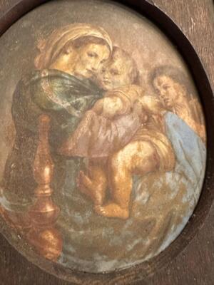 1  Imagination St. Mary With Jesus & John Hand - Made And Fully Hand - Painted On Panel