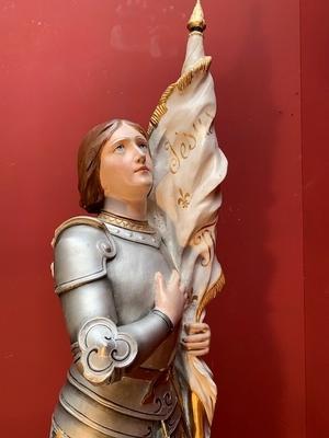 Jeanne D Arc Statue en plaster polychrome, France 19th century
