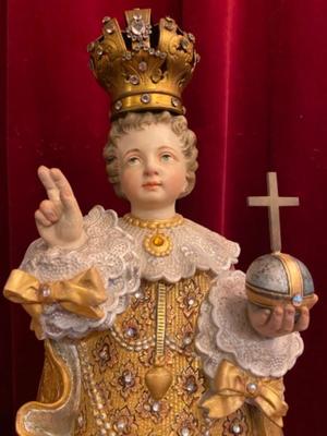 Jesus Of Prague en Plaster polychrome / Brass Crowne, Belgium 19 th century ( Anno 1875 )
