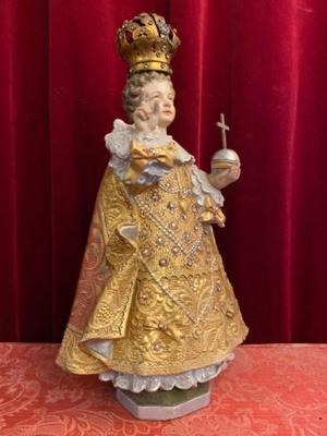 Jesus Of Prague en Plaster polychrome / Brass Crowne, Belgium 19 th century ( Anno 1875 )
