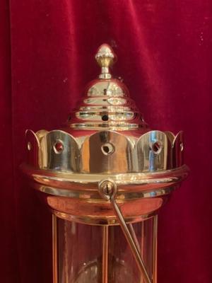 Lantern en Glass / Brass / Polished / New Varnished, Belgium 19th century