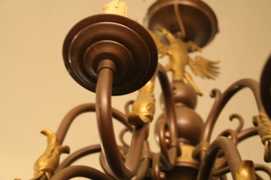Large Chandelier  en Brass / Bronze, Belgium 19th century