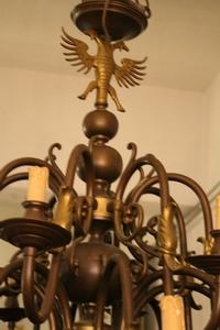 Large Chandelier  en Brass / Bronze, Belgium 19th century
