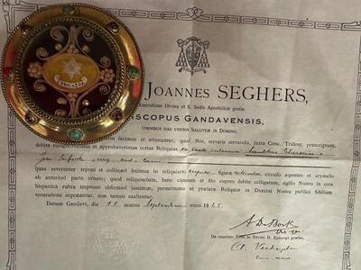 1  Large Reliquary - Relic Ex Veste Interiori St. Therese Of Lisieux With Document