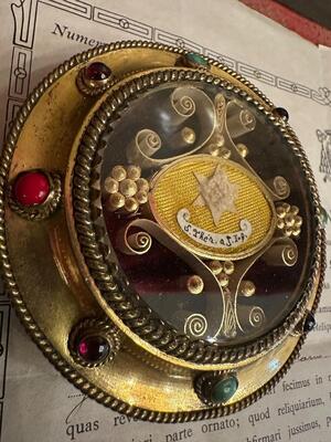 1  Large Reliquary - Relic Ex Veste Interiori St. Therese Of Lisieux With Original Document