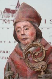St. Nicholas Statue style LATE - GOTHIC en WOOD POLYCHROME, GERMANY 16TH CENTURY