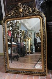 Mirror en wood polychrome gilt, France 19 th century