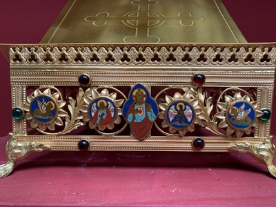 Missal Stand Adjustable en Brass / Bronze / Gilt / Enamel / Stones, France 19th century ( anno 1875 )