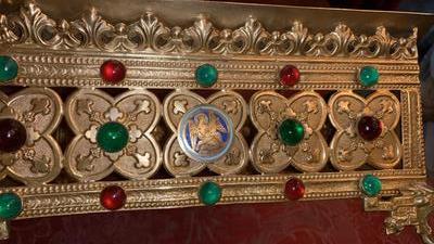 Missal Stand Adjustable en Brass / Bronze / Glass / Enamel /  Polished and Varnished, France 19 th century ( Anno 1890 )