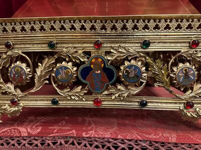 Missal Stand Adustable en Brass / Bronze / Enamel / Stones / Polished and Varnished, France 19 th century ( Anno 1865 )