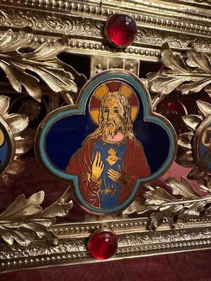 Missal Stand Adustable en Brass / Bronze / Enamel / Stones / Polished and Varnished, France 19 th century ( Anno 1865 )