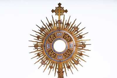 Monstrance  en Brass / Bronze / Gilt / Enamel / Glass , France 19 th century