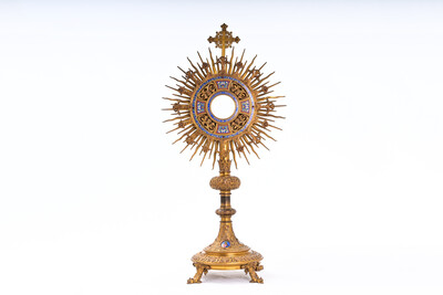 Monstrance  en Brass / Bronze / Gilt / Enamel / Glass , France 19 th century