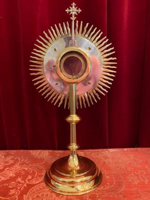 Monstrance With Original  Lunula en Glass / Brass / Bronze / Polished and Varnished, Belgium  19 th century