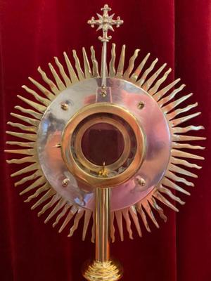 Monstrance With Original  Lunula en Glass / Brass / Bronze / Polished and Varnished, Belgium  19 th century