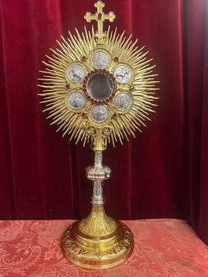 1  Monstrance With Orignal Full Silver Lunula & Case