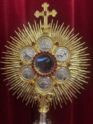 1  Monstrance With Orignal Full Silver Lunula & Case