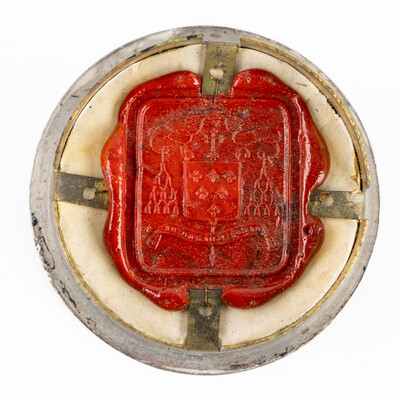 Multi Reliquary Ex Ossibus Relics : St. Luke, St. Marc. St. Matthew, St. John. With Original Document en Brass / Glass / Wax Seal, Gent - Belgium  19 th century ( Anno 1869 )