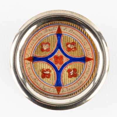 Multi Reliquary Ex Ossibus Relics : St. Paschalis Baylon, St. Dominic Confessoris, St. Augustine, Confessor, St. John Joseph Of The Cross. With Original Document    en Brass / Glass / Wax Seal, Gent - Belgium  19 th century ( Anno 1869 )