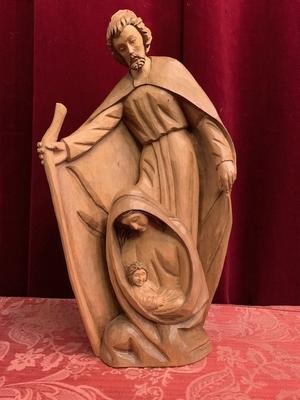 Nativity Scene  en hand-carved wood , Southern Germany 20th century