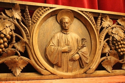 Relief St Aloysius style Neo Classisistic en hand-carved wood Oak, Belgium 19th century ( anno 1855 )