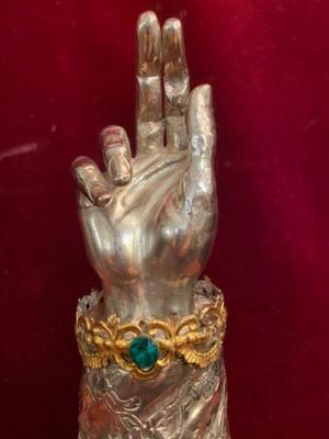 Reliquary  Arm Relic Of :  St. Dominica  style Neo Classisistic en Silver / Brass, Southern Germany 18th century