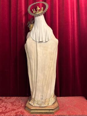 Our Lady Of Carmel Statue en Wood / Glass Eyes., Olot Spain 19 th century ( Anno 1885 )