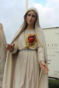 Our Lady Of Fatima Statue  en wood polychrome / Glass Eyes, Portugal 20 th century