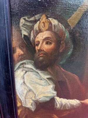 Painting King David Meeting Abigail en Painted on Linen / Wooden Frame, 18 th century