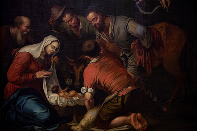 Painting On Canvas , “Nativity Of Jesus” en Oil on Canvas, Flemish - Belgium 18 th century