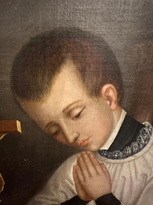 Painting St. Aloysius Of Gonzaga en Wooden Frame / Painted on Canvas, Dutch 19 th century ( Anno 1890 )