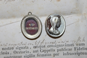 Relic St. Joanni Baptista With Original Document  en Silver Theca, Roma - Italy 19th century ( 1858)