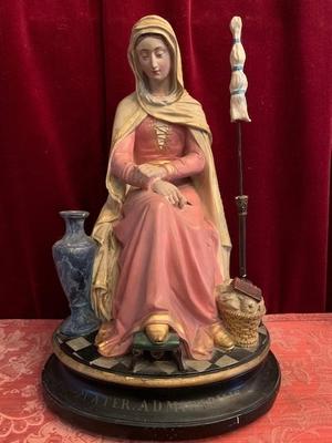 Religious Statue en Plaster polychrome, Paris France 19th century