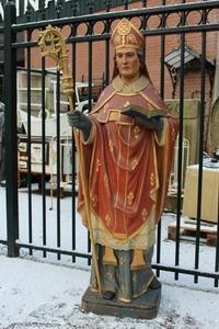 Religious Statue en plaster polychrome, Belgium 19th century