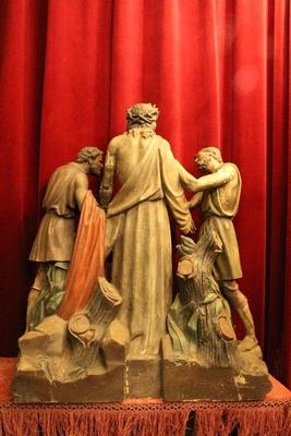Religious Statue en Terra-Cotta, Belgium 19th century ( anno 1875 )