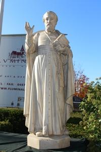Religious Statue St. Peter Fourier en Terra-Cotta polychrome, France 19th centuryv
