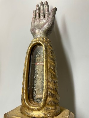 Reliquary - Arm Ex Ossibus Relic : Beate B....Rardi en Wood / Glass / Wax Sealed, Germany 18 th century ( Anno 1880 )