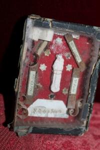 Reliquary Box. Carved St. Mary Image. Relics Of : St. Clara / Clair, N.D. De La Salette, St. Coleta, St. Felix, Agnus Dei. France 19th century