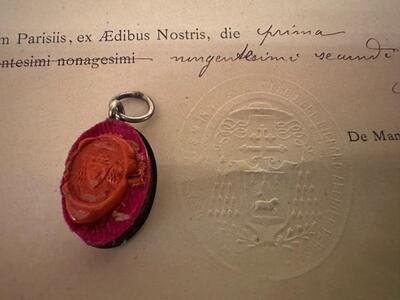 1  Reliquary - First Class Relic Ex Ossibus St. Constansia With Original Document