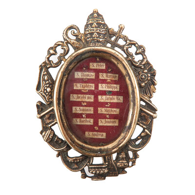 Reliquary - Relic 12 Apostles  en Brass / Glass / Wax Seal,