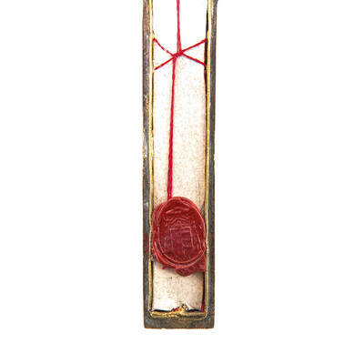 Reliquary - Relic Cross en Bronze / Glass / Originally Sealed, Italy 19 th century