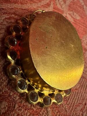 Reliquary - Relic Ex Bernardus & St. Thomas Of Canterbury en Brass / Glass / Stones, France 19 th century