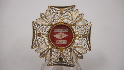 Reliquary - Relic Ex Capillis Pius X  Belgium 19 th century