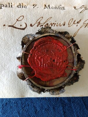 Reliquary - Relic Ex Clothing Drenched In Blood St. Philippus Neri Relic With Original Document  en Silver / Glass / Originally Sealed, Italy  18 th century