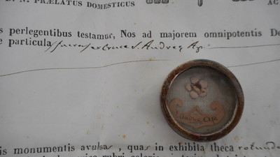 Reliquary - Relic Ex Cruce St. Andreas Apostle With Original Document Belgium  19 th century