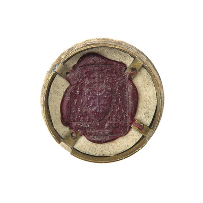 Reliquary - Relic Ex Ossibus Aloysius De Gonzaga With Original Document en Brass / Glass / Wax Seal, Belgium  19 th century