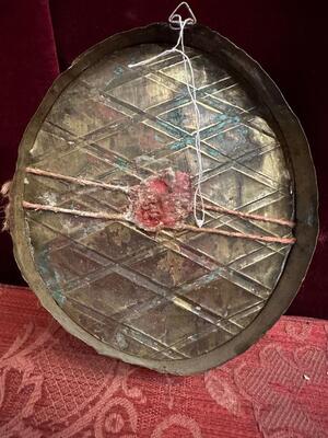 Reliquary - Relic Ex Ossibus Relic St. Scraphianis Martyr Romae en Brass / Glass / Wax Seal, Italy  18 th century ( Anno 1750 )