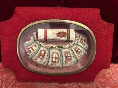 Reliquary - Relic Ex Ossibus Relics en Brass / Glass / Wax Seals , 19 th century