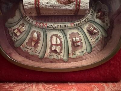 Reliquary - Relic Ex Ossibus Relics en Brass / Glass / Wax Seals , 19 th century