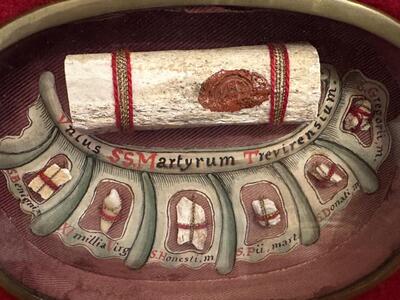 Reliquary - Relic Ex Ossibus Relics en Brass / Glass / Wax Seals , 19 th century